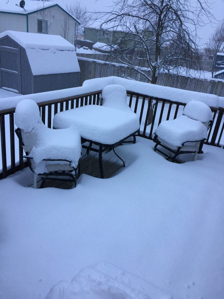 deck furniture, winter, deck